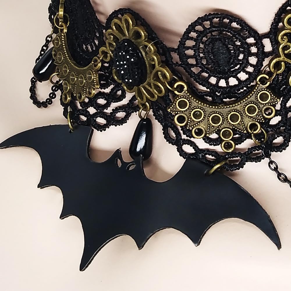 Black Bat Lace Choker Necklace for Women Halloween Chram Pendant Necklace Gothic Prom Party Choker Vampire Collar Clothing Accessories - Image 6