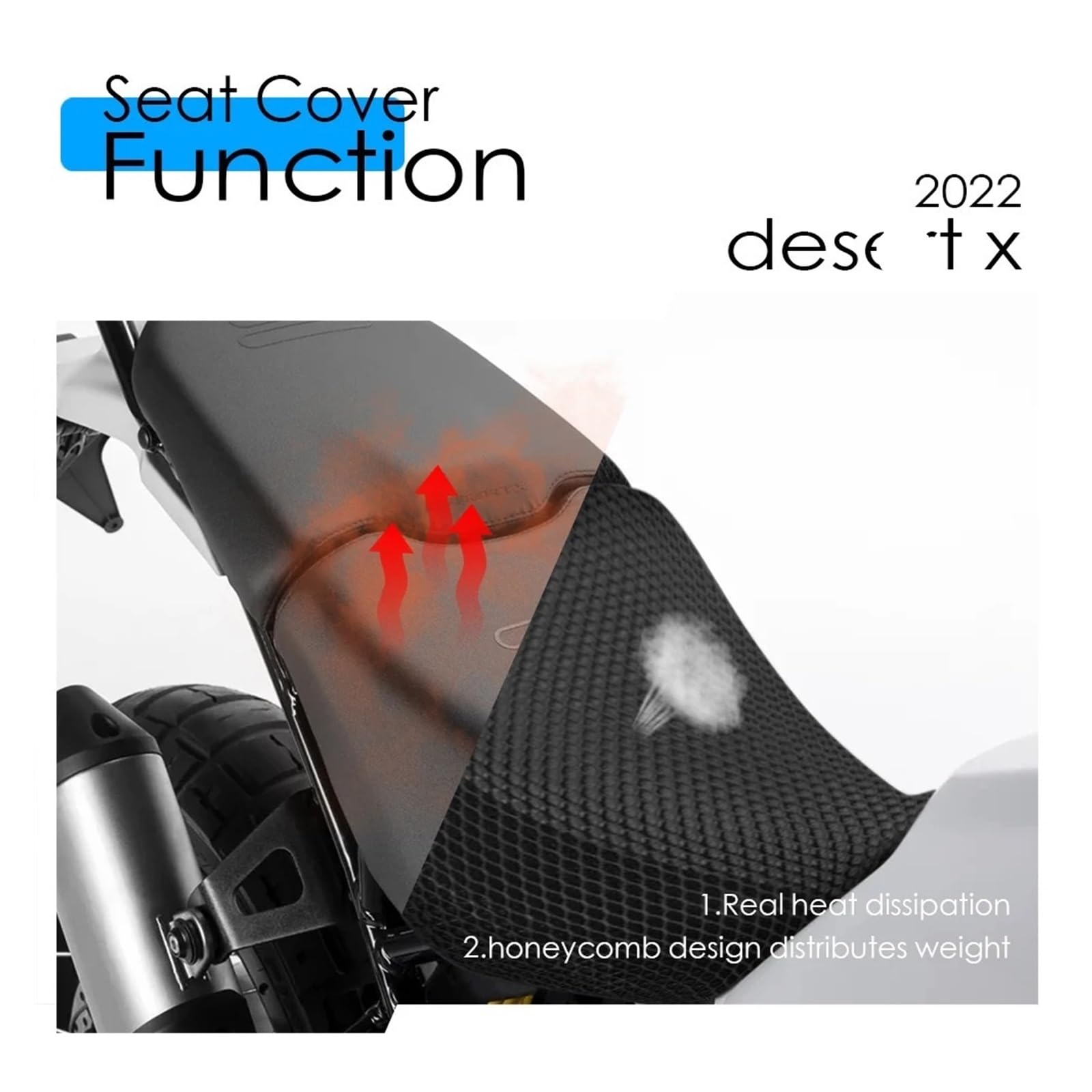 Motociclo Coprisedile Cuscino Per Du&cati DESERT X 2022- Coprisedili Per Moto Termoisolanti Desert 3D Maglia A Nido D'ape Proteggi Cuscini Selle In Tessuto Di Nylon