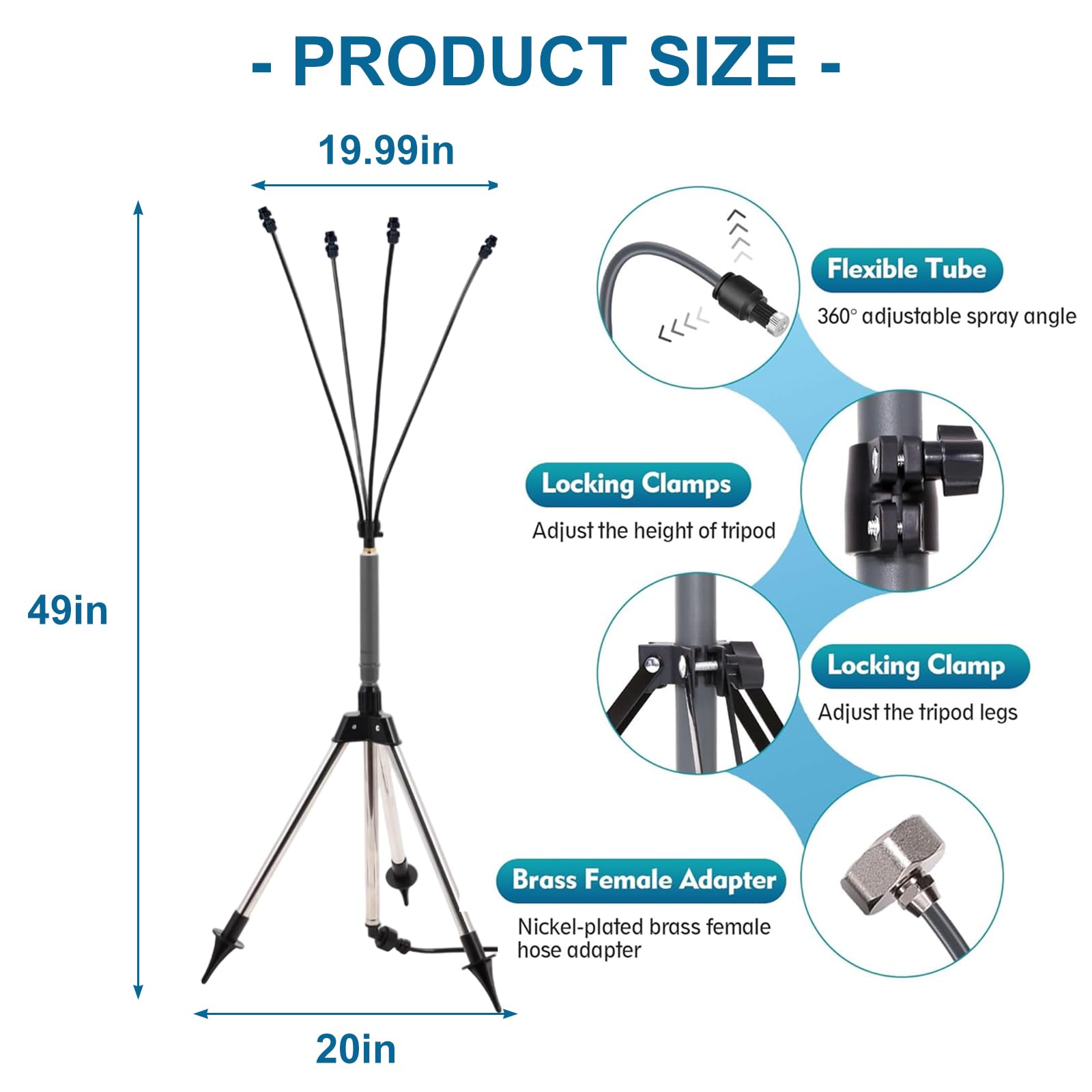 Brumisateur de jardin réglable et portable pour refroidissement de piscine, barbecue, jardin aquatique