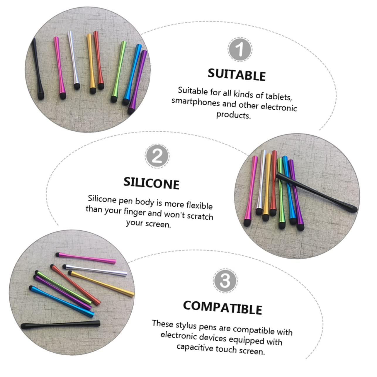 Artibetter Pz piccolo stilo in pennino capacitivo pennini touch screen stilo per telefoni cellulari mini computer portatile supporto per computer portatile stilo unico