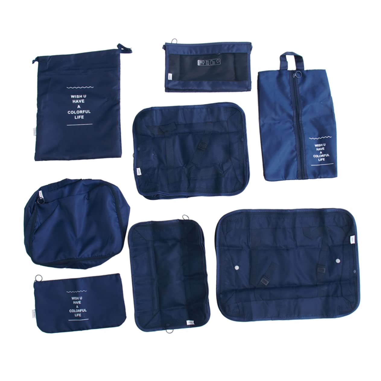 COLLBATH Set di 8 Sacchetti per Valigia da Viaggio, Salvaspazio, Impermeabili, Cerniera, Leggeri, per Organizzare Vestiti e Accessori in Valigia