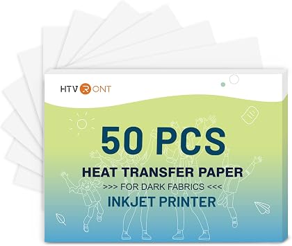 HTVRONT Heat Transfer Paper for Dark T Shirts - 50 Sheets, 8.5" X 11"