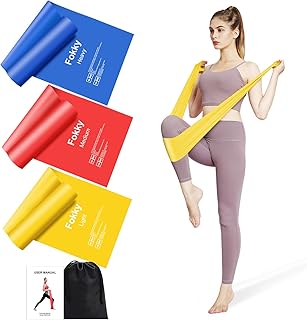 Fokky Elastici Fitness (Set di 3), Fascia Elastica Fitness da 2.0 M, Set di Elastico Fitness per Yoga, Pilates, Elastici per Allenamento per Esercizi per la Palestra/Casa