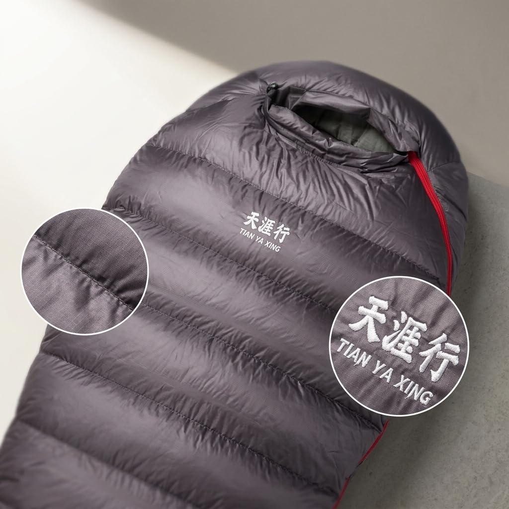 Sac Couchage Adulte Mummy, Duvet 1 Personne Printemps Automne, Compact Léger 700g, Tissu 20D Graphène Water-Repellent Coating