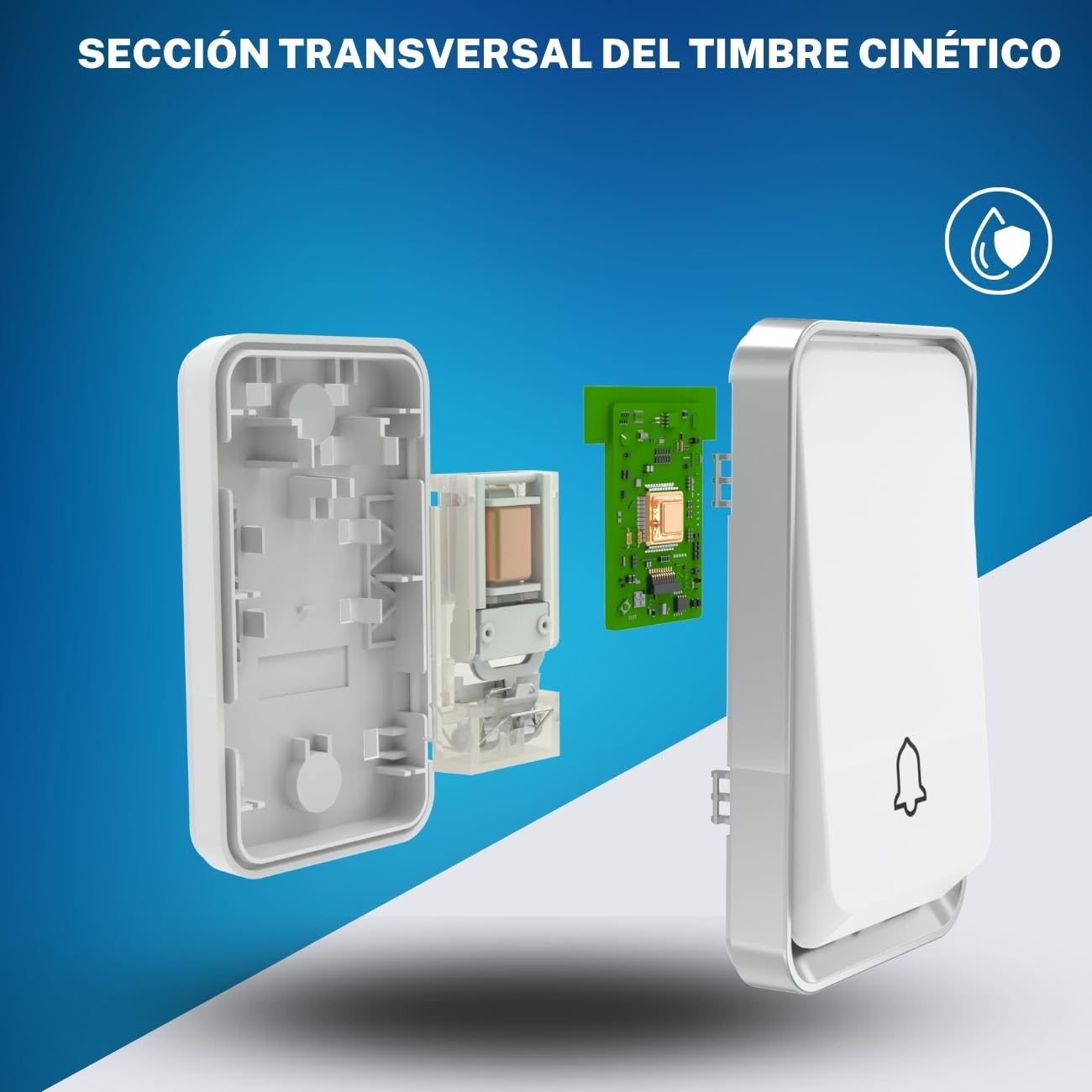 Timbre Inalámbrico 3 Receptor IP65 Impermeable 100m Timbre Inalámbrico Exterior, 4 Niveles de Volumen (0-110dB) y 51 Melodías para Hogar. No Necesita Batería