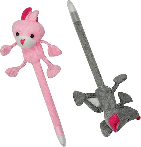 Miniatura 8 de Maydahui 24 bolígrafos de peluche con diseño de animales, bonitos bolígrafos esponjosos de dibujos animados, oso, conejo, pato, cerdo, perro, rana,