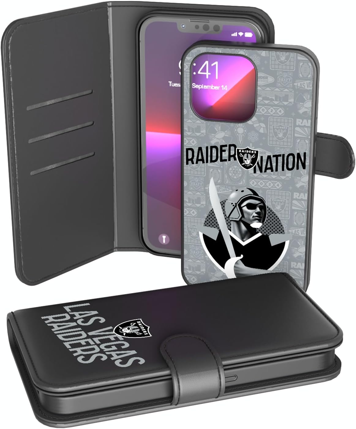 Keyscaper Black Minnesota Vikings Wallet Case for iPhone