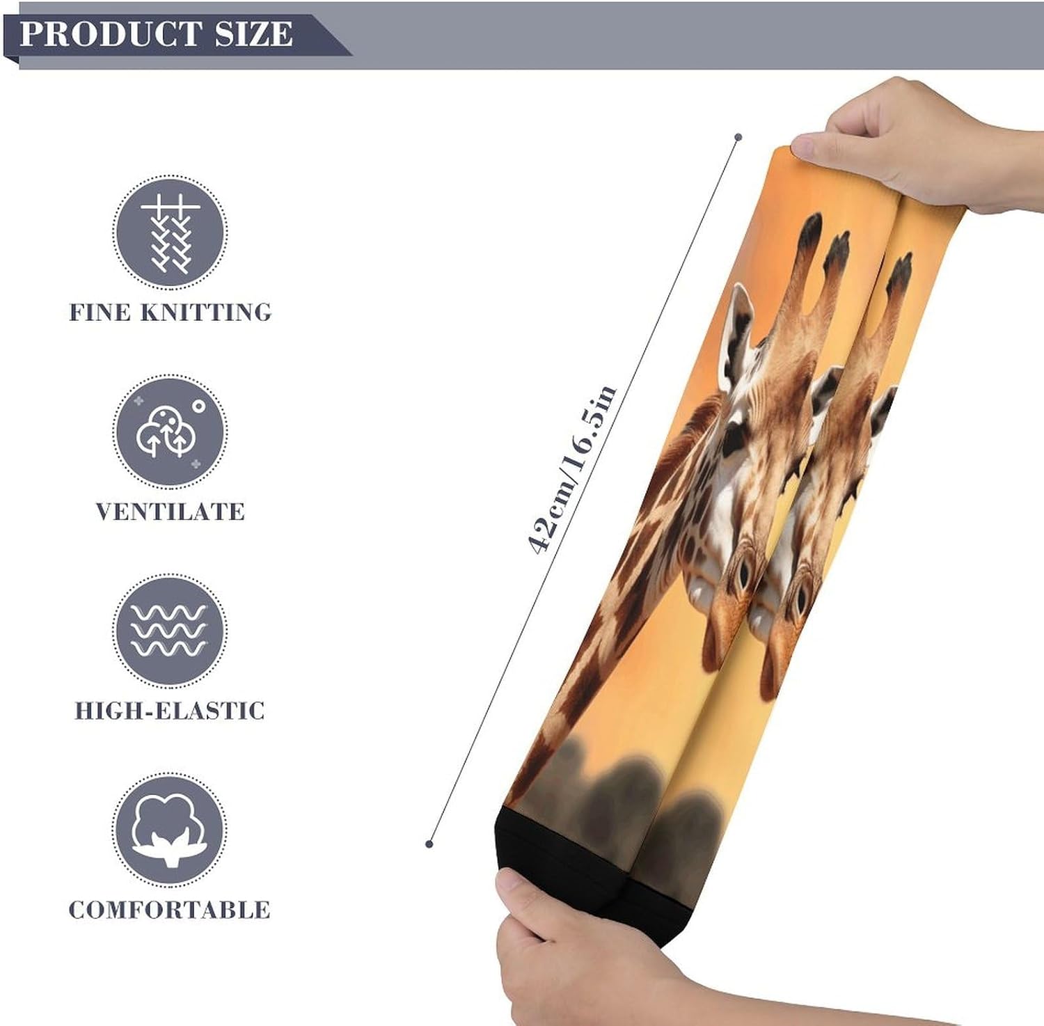 Giraffe Mid-Calf Socks Women Warm Knee High Socks Cozy Hiking Skiing Soft Boot Mid Calf Stocking Unisex