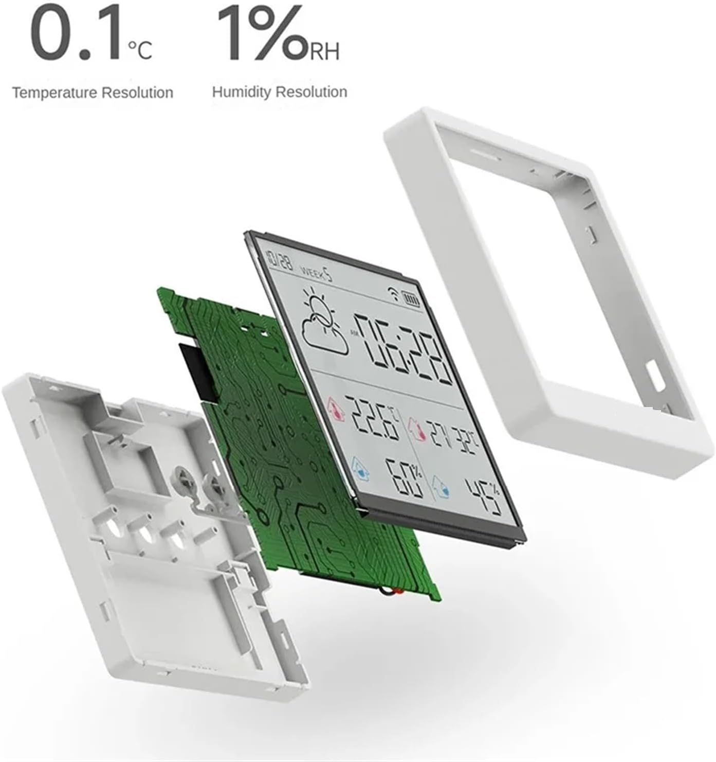 Weather Station Electronic Temperature Humidity Sensor Smart Electric Digital Hygrometer Thermometer Clocks Weather Station Mini,Grijs-1