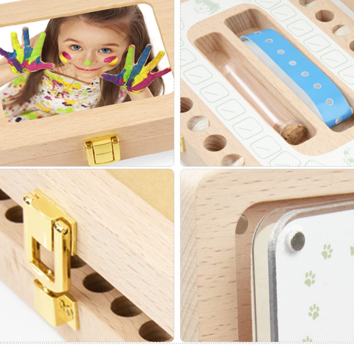 Zerodeko De Bebé Caja De Recuerdo De De Leche Cajas Organizadoras Organizador De Conservación De Infantiles Bambú Regalo Niño De Madera