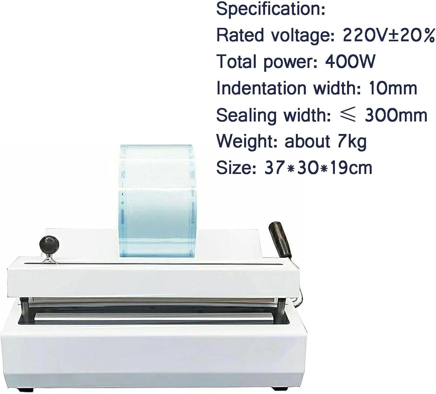 Máquina de sellado térmico, sellador automático de embalaje, temperatura ajustable, ancho de sellado: ≤ 300 mm, rango de temperatura: 0-300 °C, ancho de la ranura: 12 mm