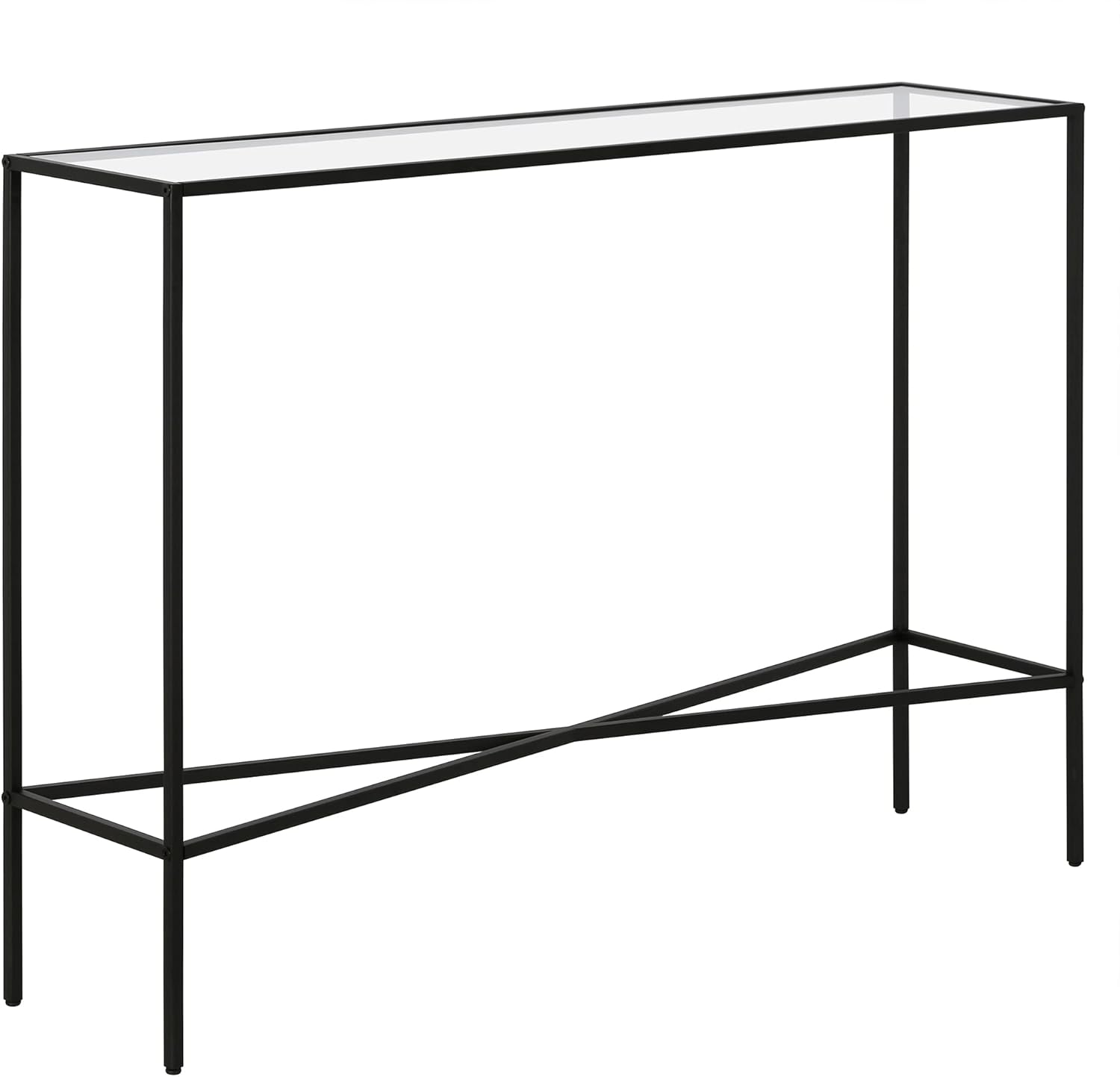 Henn&Hart 55" Glass Rectangular Console Table Entryway Table, Sofa Table for Entryway, Living Room, Couch, Hallway, or Office, Gold