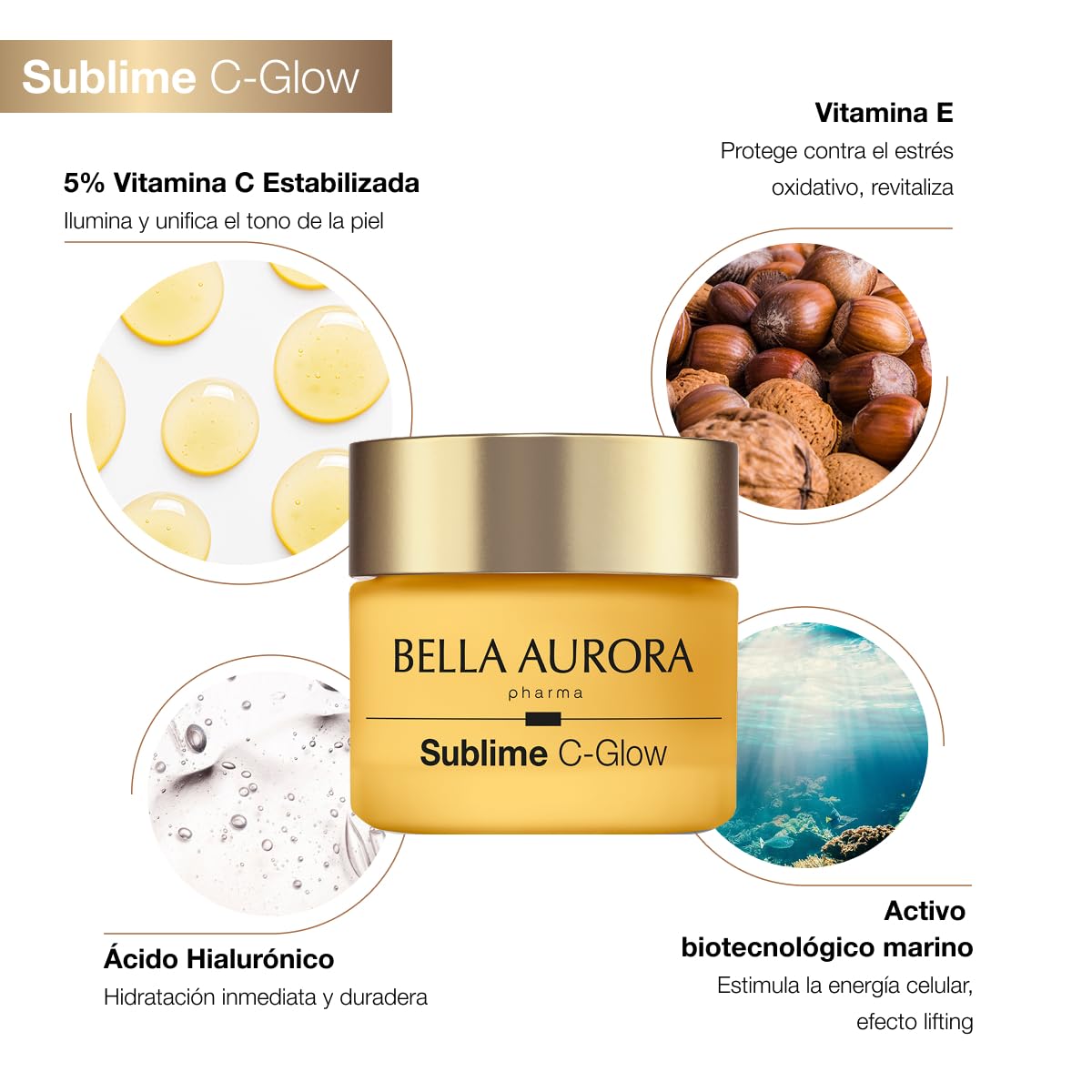 Bella Aurora Pack Sublime C-Glow con Advanced Booster AHA 6% | Ritual Iluminador y Antiedad | Vitamina C Estabilizada | Peeling Suave Renovador | Unifica el Tono y Mejora la Textura | 50 + 30 ml