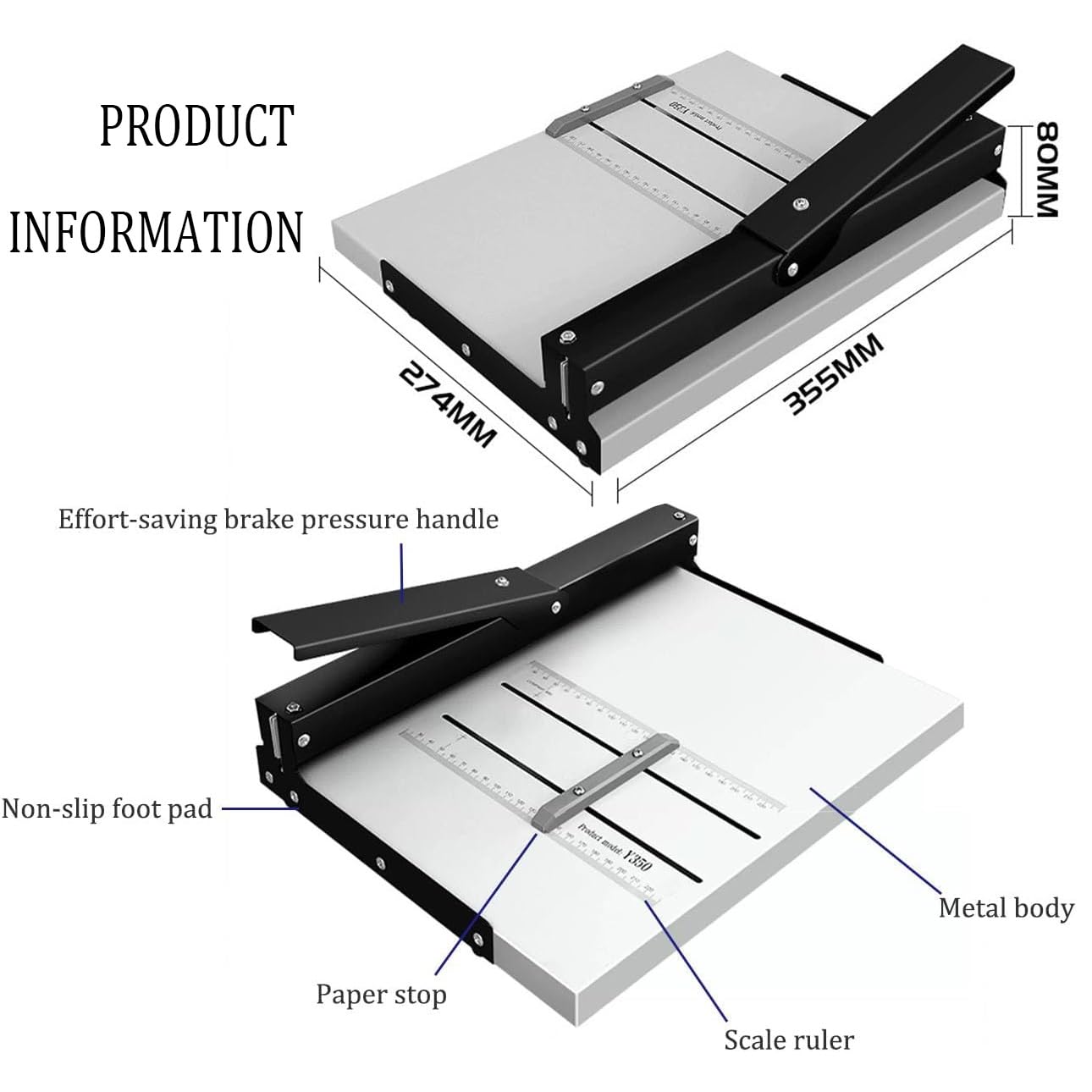 Manuelle Falzmaschine zum Papierfalten, robuster A3-Punktezähler mit 0,8 mm Rillentiefe, ideal für Bürohefte, Grußkarten und Fotopapiere