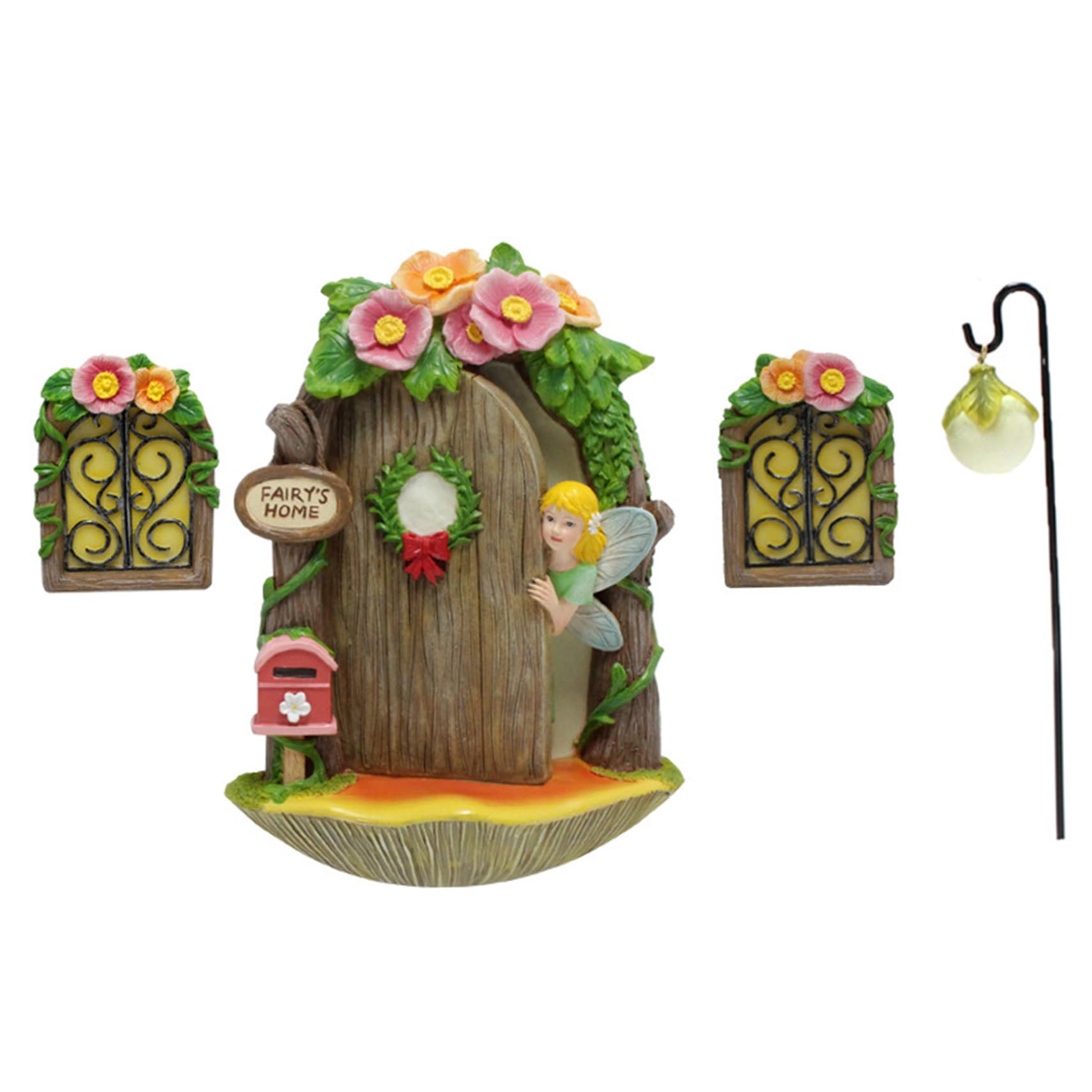 Porte de jardin 3D en résine étanche avec fenêtres, le décor durable pour arbre extérieur