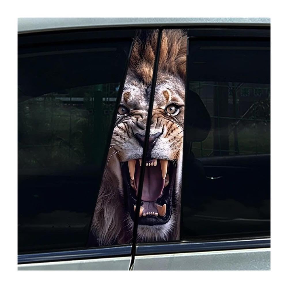 Decorative Items 2Pcs Car Center Column Stickers Blue Eyes Lion Auto B- Pillar Decoration Stickers(K)