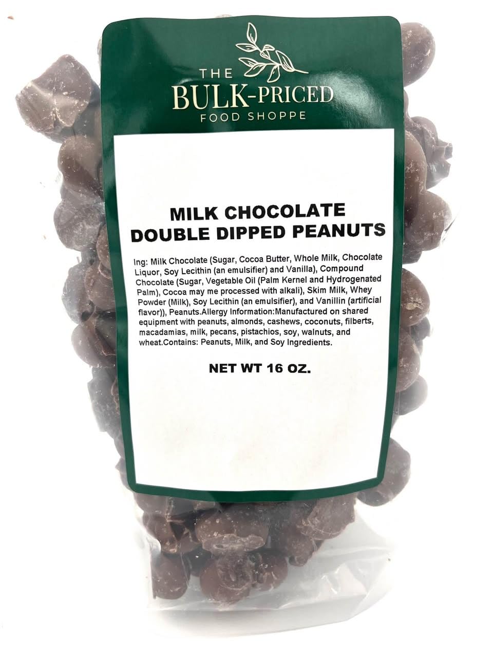Milk Chocolate Double Dipped Peanuts, Bulk Size (1 lb. Resealable Zip Lock Stand Up Bag)