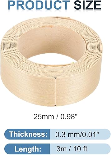 Miniatura 2 de PATIKIL Bandas de borde de abedul, cinta de chapa de madera de 1 pulgada x 10 pies, previamente pegada, bandas de borde de madera contrachapada