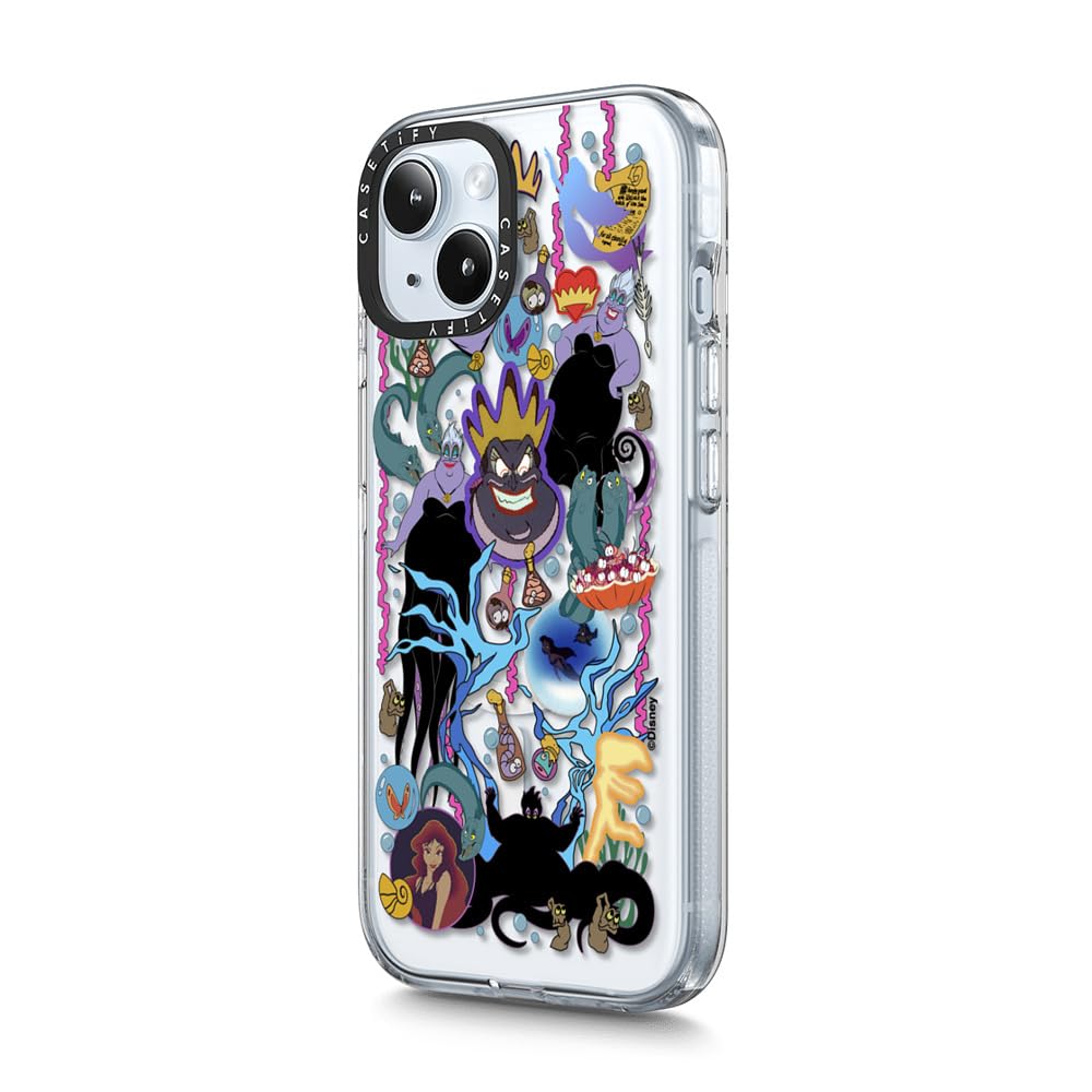 CASETiFY Custodia trasparente per iPhone 15 [Villains Co-Lab/non ingiallimento/2 m protezione contro le cadute/compatibile con Magsafe] – Adesivo bugiardo – Ursula – trasparente