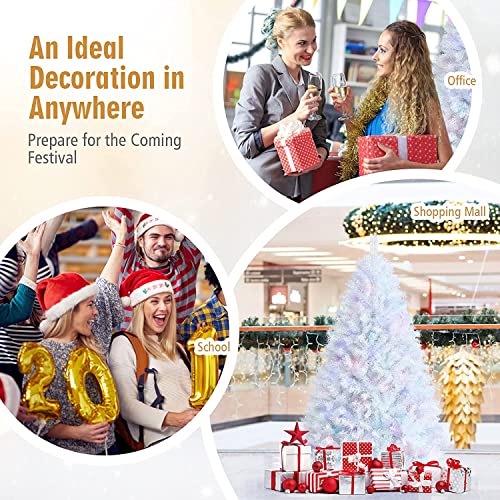 Generic Chefjoy Artificial Christmas Tree, White Christmas Tree With Iridescent Branch Tips, Sturdy Metal Stand, Full Xmas Pine Tree, Holiday Decoration For Home, Office, Shop, Party, Easy Assembly #TOP5