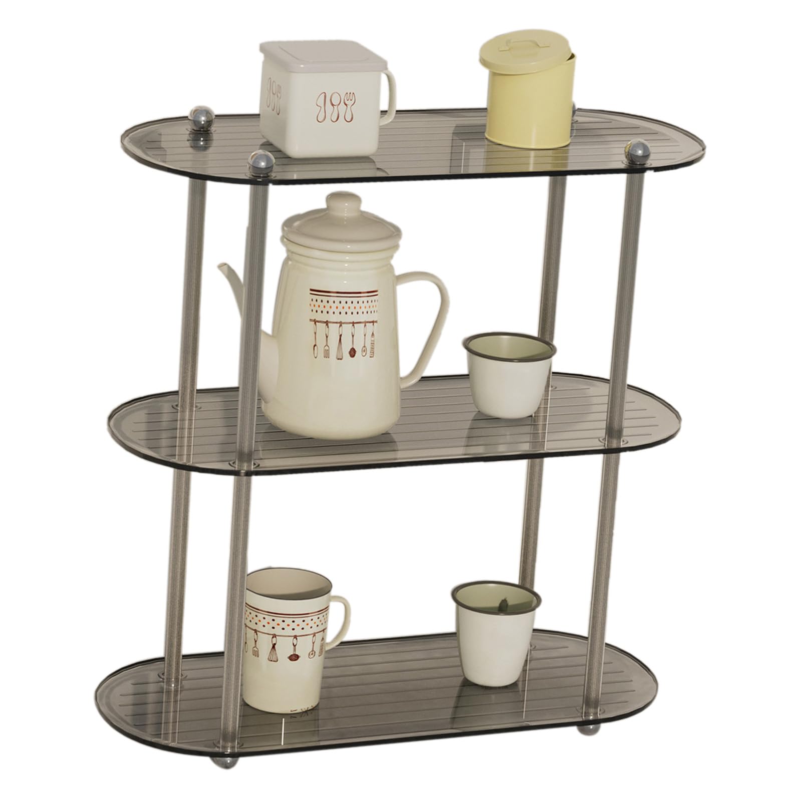 TangxiDecorative Table Shelf, Simple Desk Organization Rack for Books (Grey)