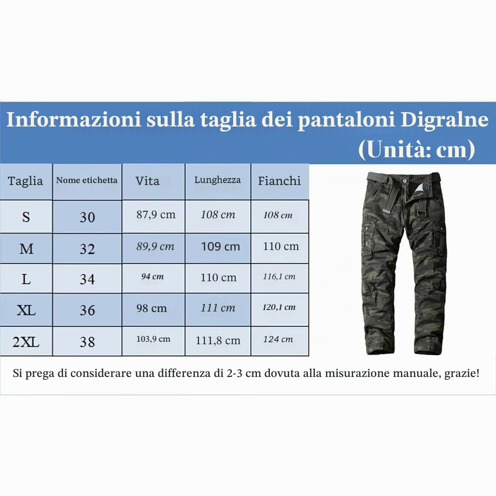 Cargo Militari Uomo Pantaloni da Lavoro Tattici Con Molte Tasche per Caccia in Cotone