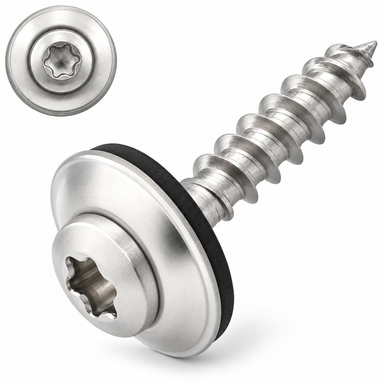 100 Stück Spenglerschrauben mit EPDM Dichtscheibe - 15 mm - Innensechsrund TX - 4,5x20 mm DIN7995 Edelstahl A2 V2A - SC-Normteile