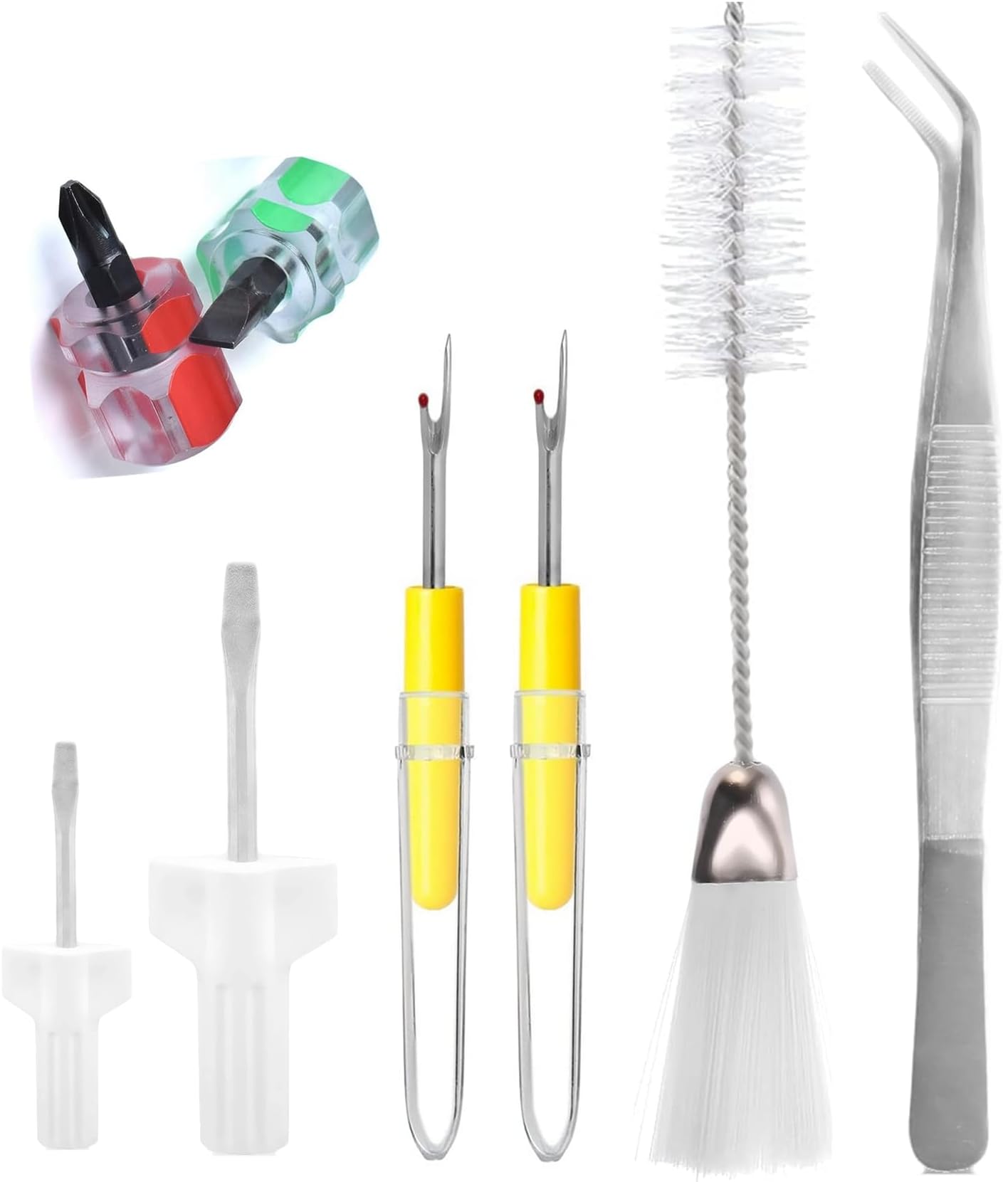 8 Pieces Sewing Machine Cleaning Kit Include Sewing Machine Repair Tools with Tweezers Double Headed Brush Screwdriver for Repair and Cleaning Sewing Machine