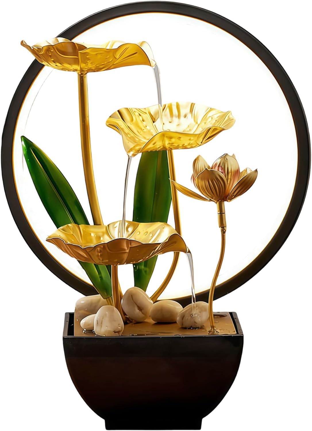 Fontaine d'intérieur, Fontaine de Table en Cascade avec éclairage LED, décoration Zen Moderne avec Pompe silencieuse, décoration de Table Zen Moderne, méditation et détente