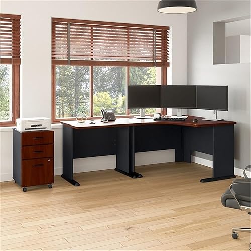 Miniatura 2 de Bush Business Furniture Escritorio esquinero serie A con retorno de 36 W y archivador móvil, 48 W, Hansen Cherry hansen cherry,Pizarra,Cerezo