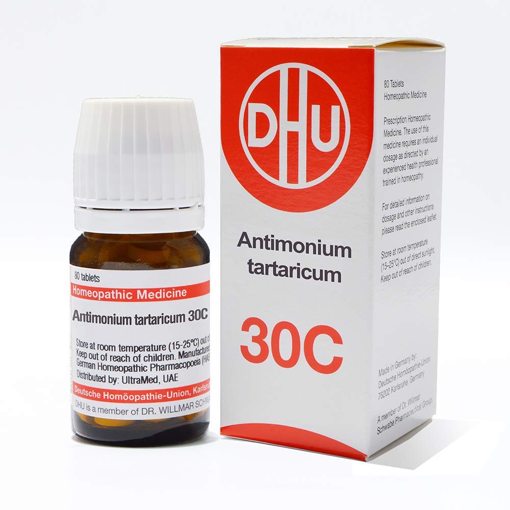 DHU ANTIMONIUM TARTARICUM 30C HOMEOPATHIC TABLETS, MADE IN GERMANY, 80 TABLETS