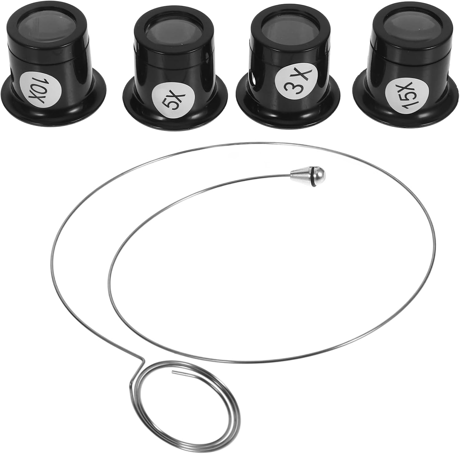 4Pcs Eye Loops Magnifier, 3X/5X/10X/15X Jewelers Loupe Magnifying Eye Glass Pieces, Watch Jewelry Experimental Repair Tool for Textile Optical Circuit Coins