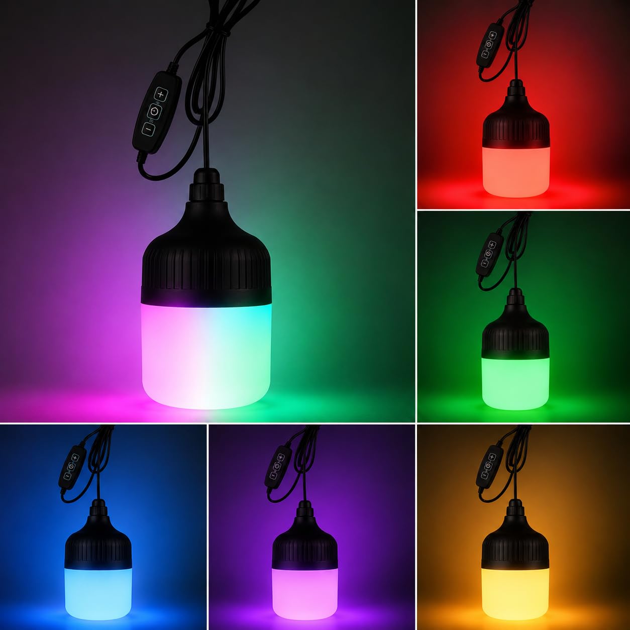 RGB Bulb | RGB USB Hammer Bulb with Inline Controller | 16 Million Colors, USB Powered, Portable Hanging Lamp, Dimmer Controller | Made in India-image-22