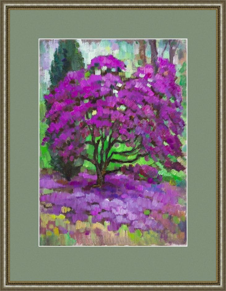 Miniatura 6 de Rhododendron bush in the garden - The original one-of-a-kind Landscapes oil painting from Vera Bondare, 2022