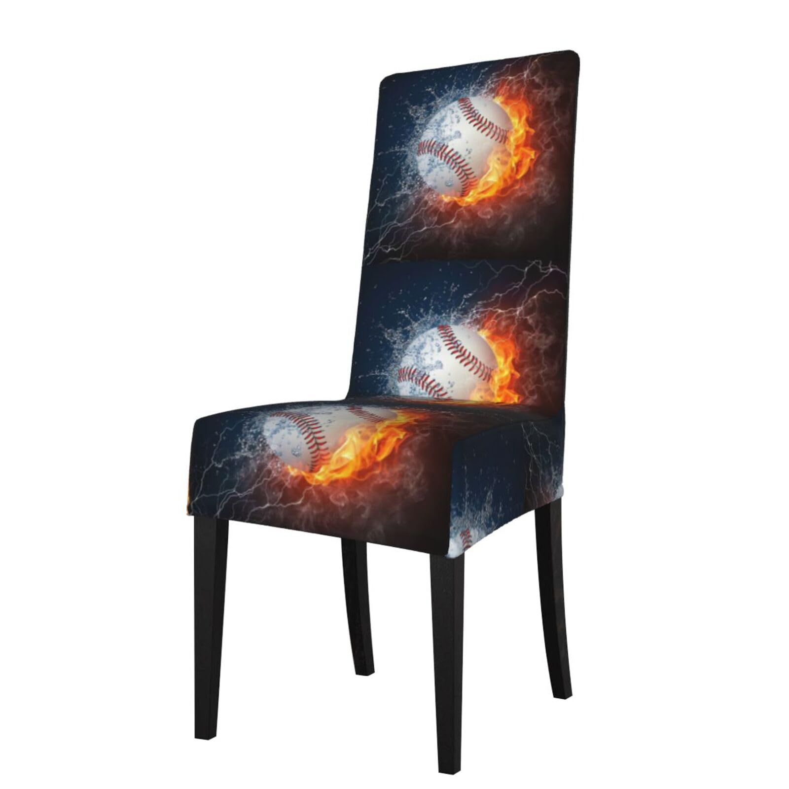 LKYMOH A Picture Of A Baseball In Water And Fire, Chair Covers Stretch Chair Slipcovers for Dining Room, for Party Pet Protection Universal Fit Soft Polyester