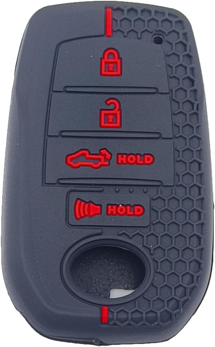 LemSa 2Pcs Rubber Key Fob Cover Case Protector for Toyota 2026 2025 2024 2023 Tacoma Tundra Camry Corolla Crown Prius Venza Sequoia Grand Highlander RAV4 Prime, Red Blue Buttons