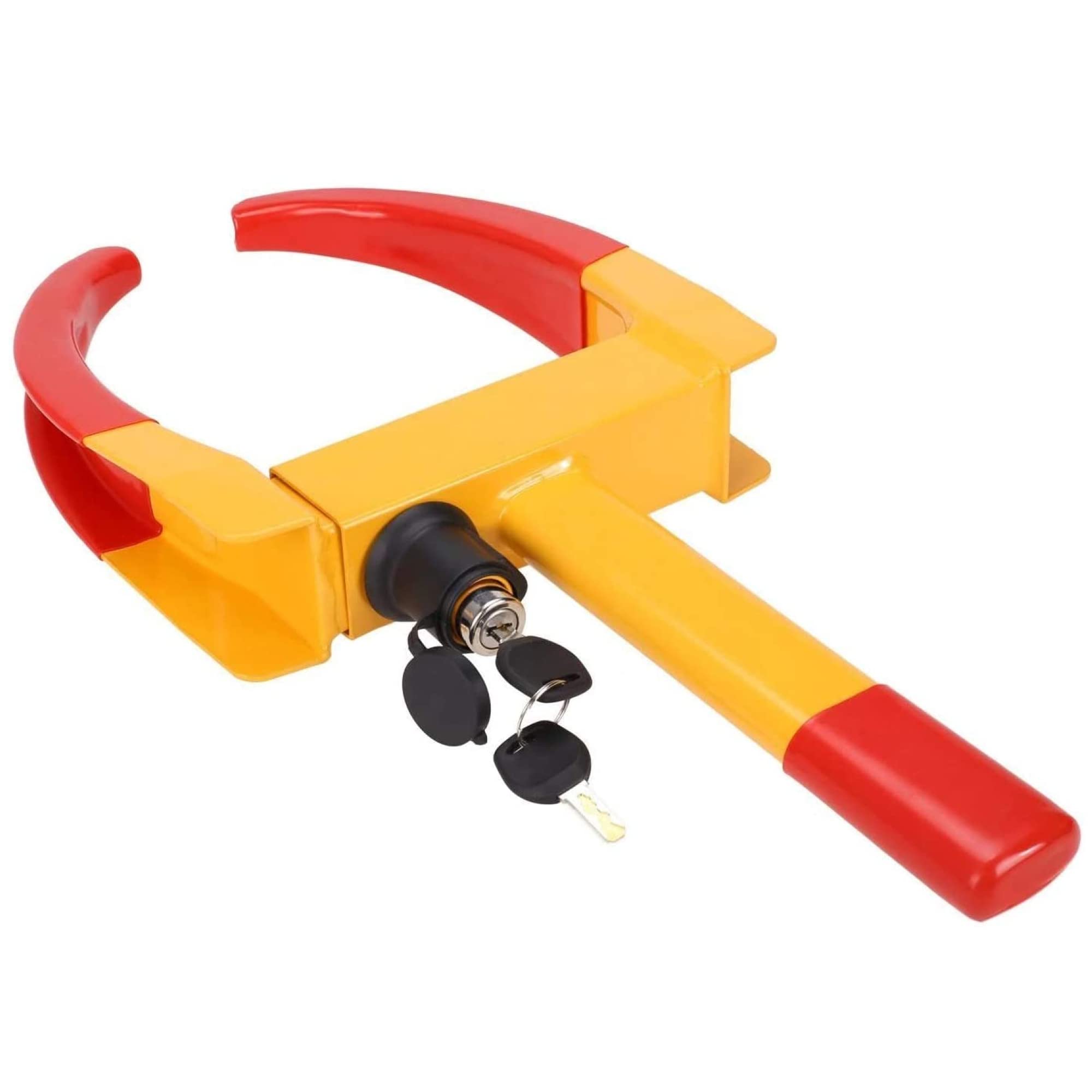Sbz Red And Orange Heavy-Duty Wheel Clamp Lock, High Hardness Steel Wheel Security Clamp Anti Theft Car Wheel Clamp Lock Claw Clamp Boot Tire Trailer For Car Van Suv Truck Towing 8 Hole With 2 Keys