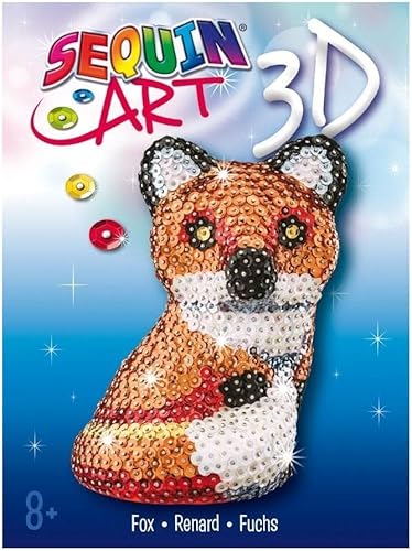 Sequin Art Figura de zorro 3D, kit de arte y manualidades brillantes manualidades creativas para adultos y niños