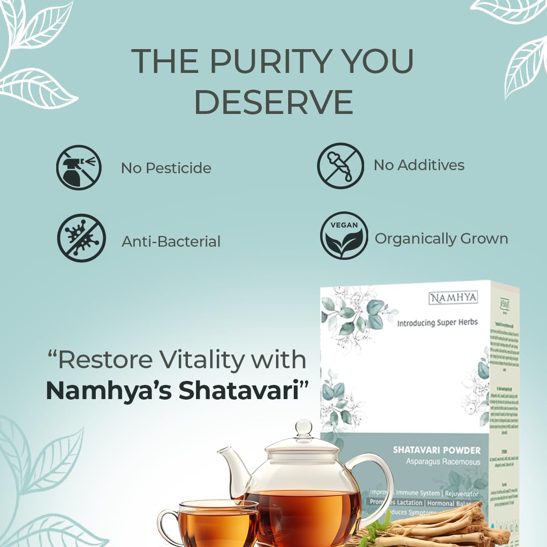 Namhya - Shatavari Powder - 100g (50 Servings) - Balances Hormones, Supports Menstrual & Menopausal Health, Boosts Immunity - Pure Shatavari - Natural, No Preservatives - Balances Vata & Pitta - Image 4 thumbnail