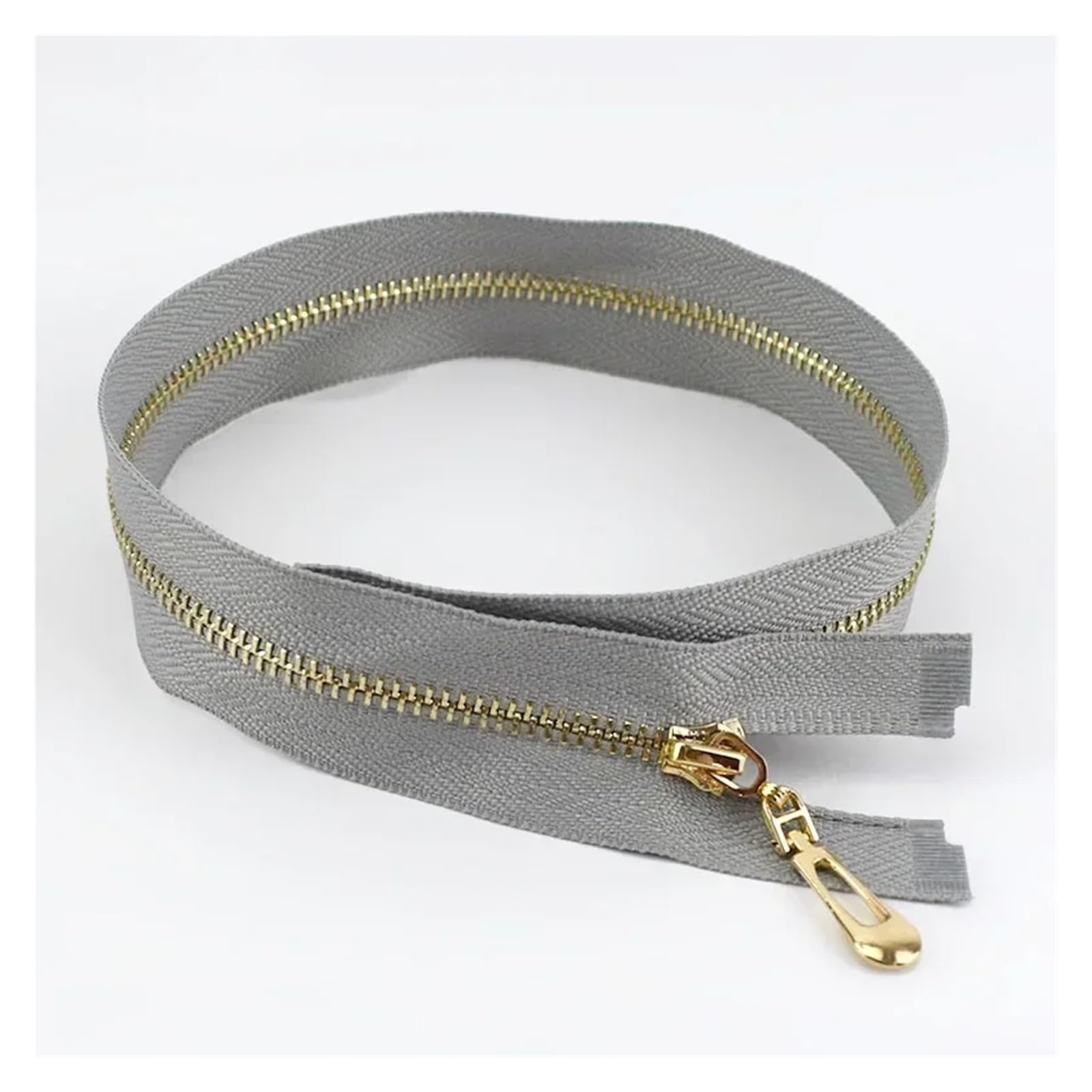 Cremalleras en Metal 5 Uds 3#15/18/20/25/30/40/50/60/70cm Cremallera De Metal Cremalleras Decorativas Para coser(B260-GreyGold,OpenEnd-No3-60cm)