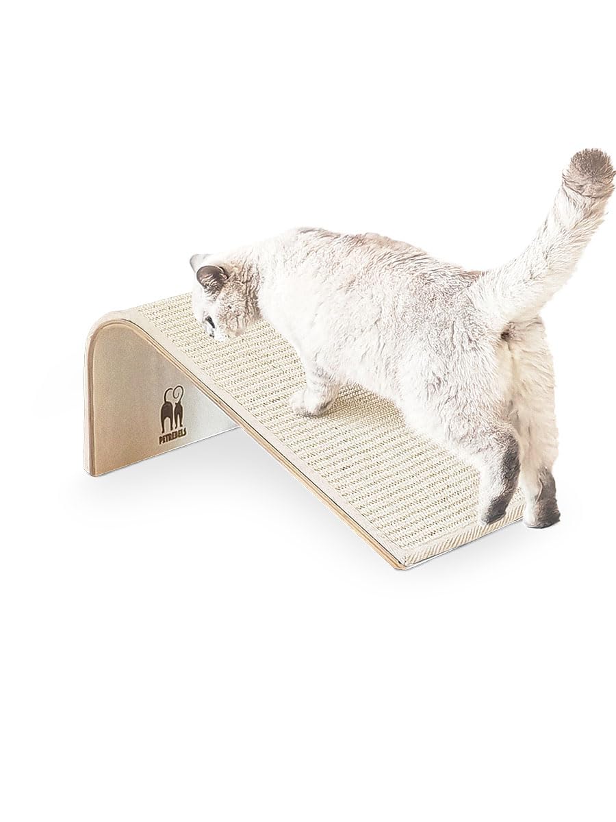 Petrebels Design Kratzbrett aus Holz mit Natur-Sisalteppich, Archie 38 x 23 x 17 cm, Farbe Beige/Creme