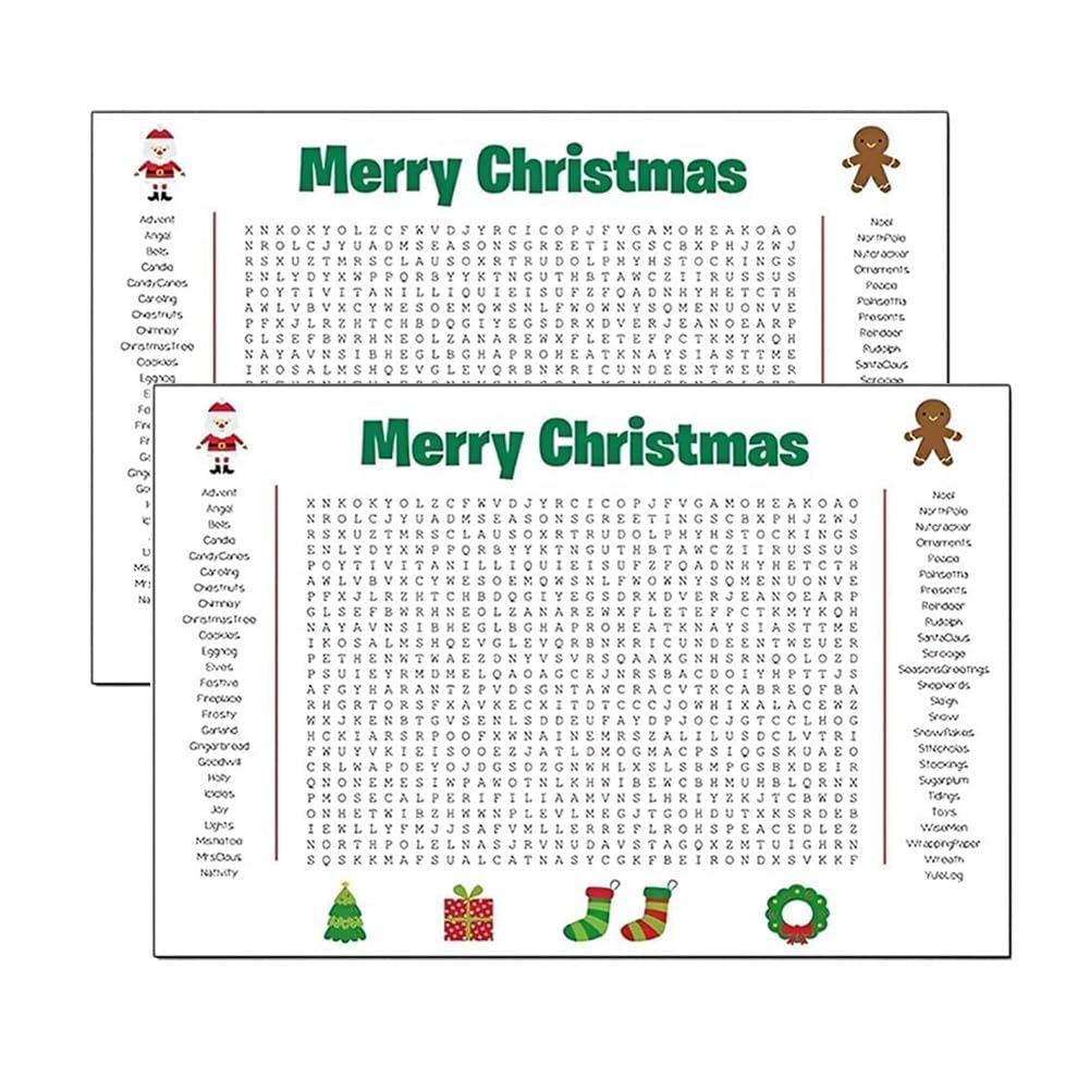 Jumbo Christmas Word Search Poster, Giant 31.5"x20" Wall Game, Holiday Activity Poster, Xmas Activity Posters For Families, Fun Interactive Xmas Word Find Puzzle Posters For Christma Game(Christmasx2)