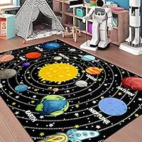 Boys Rugs for Bedroom Kids Rugs for Playroom Kids Carpet for Bedroom Boys Outer Space Large Area Carpet Memory Foam Thicken Kids Play Mats, Space, 5'×7'