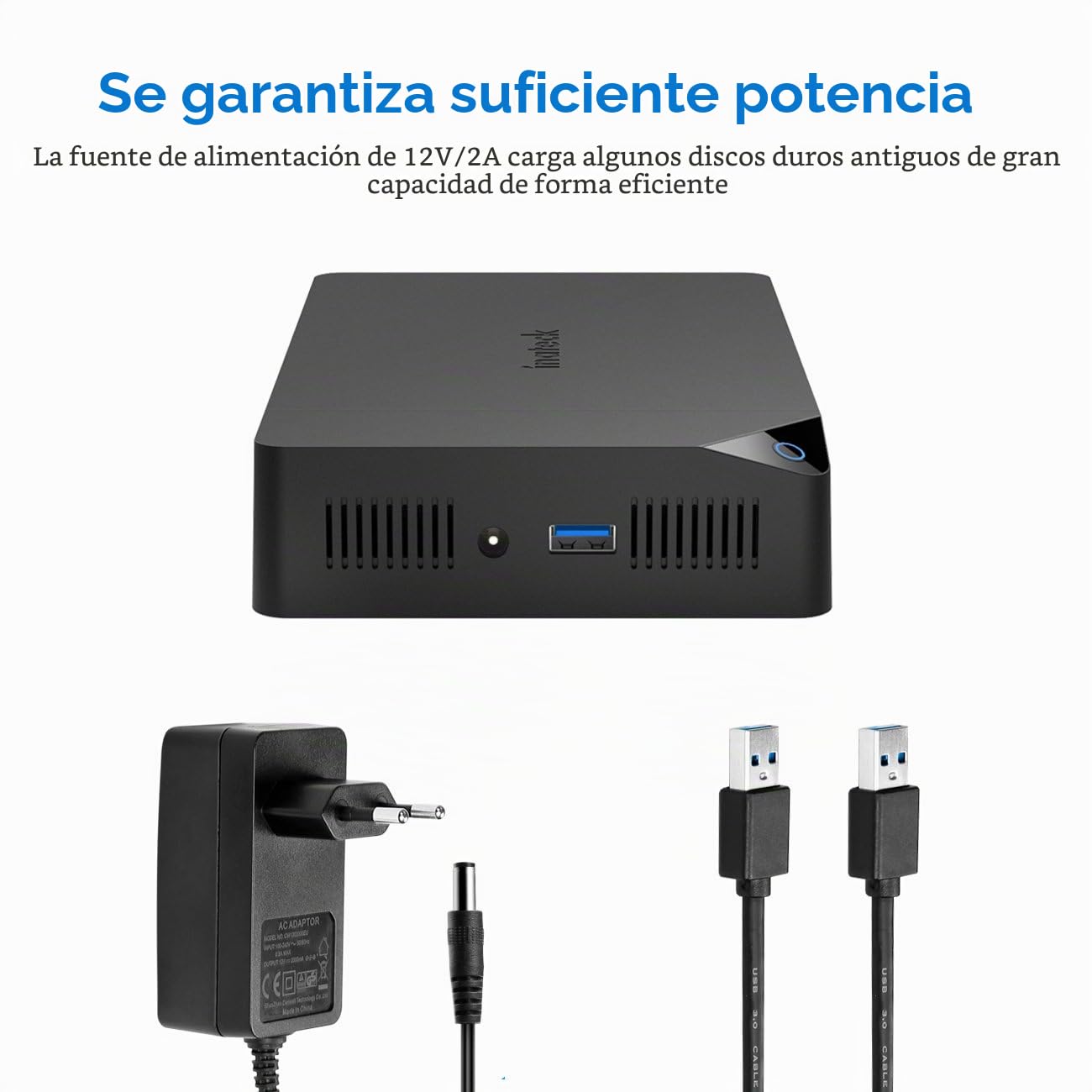 Inateck Caja Disco Duro 3.5 USB 3.0",Carcasa Disco Duro USB 3.0 a SATA Caja para 2.5"/3.5" HDD SSD, Soporta UASP con 12V/2A Adaptador Corriente Herramienta Libre