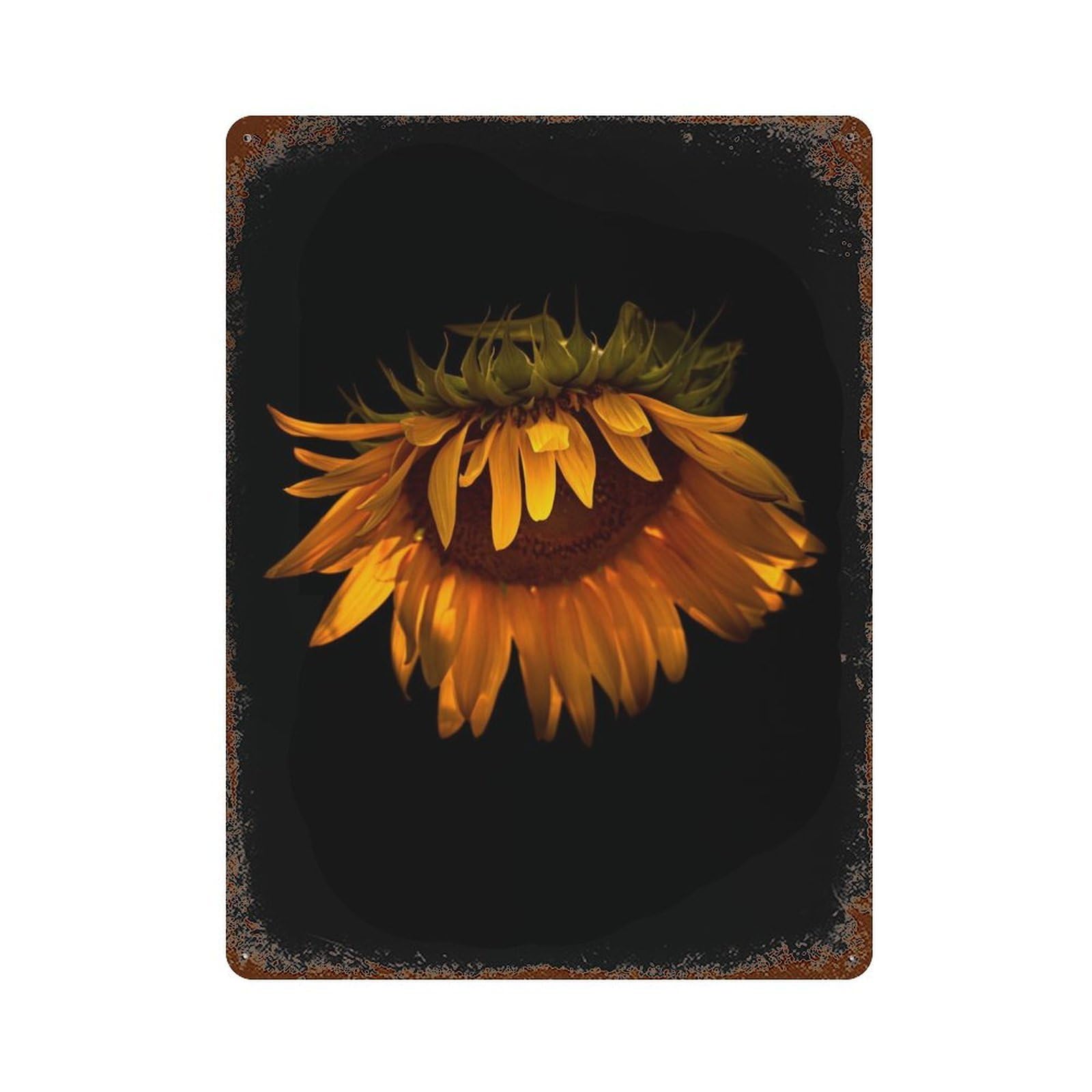 Garage Style Sunflower Vintage Rust Metal Sign 15.7"x11.8", Retro Wall Decor for Bar And Workshop