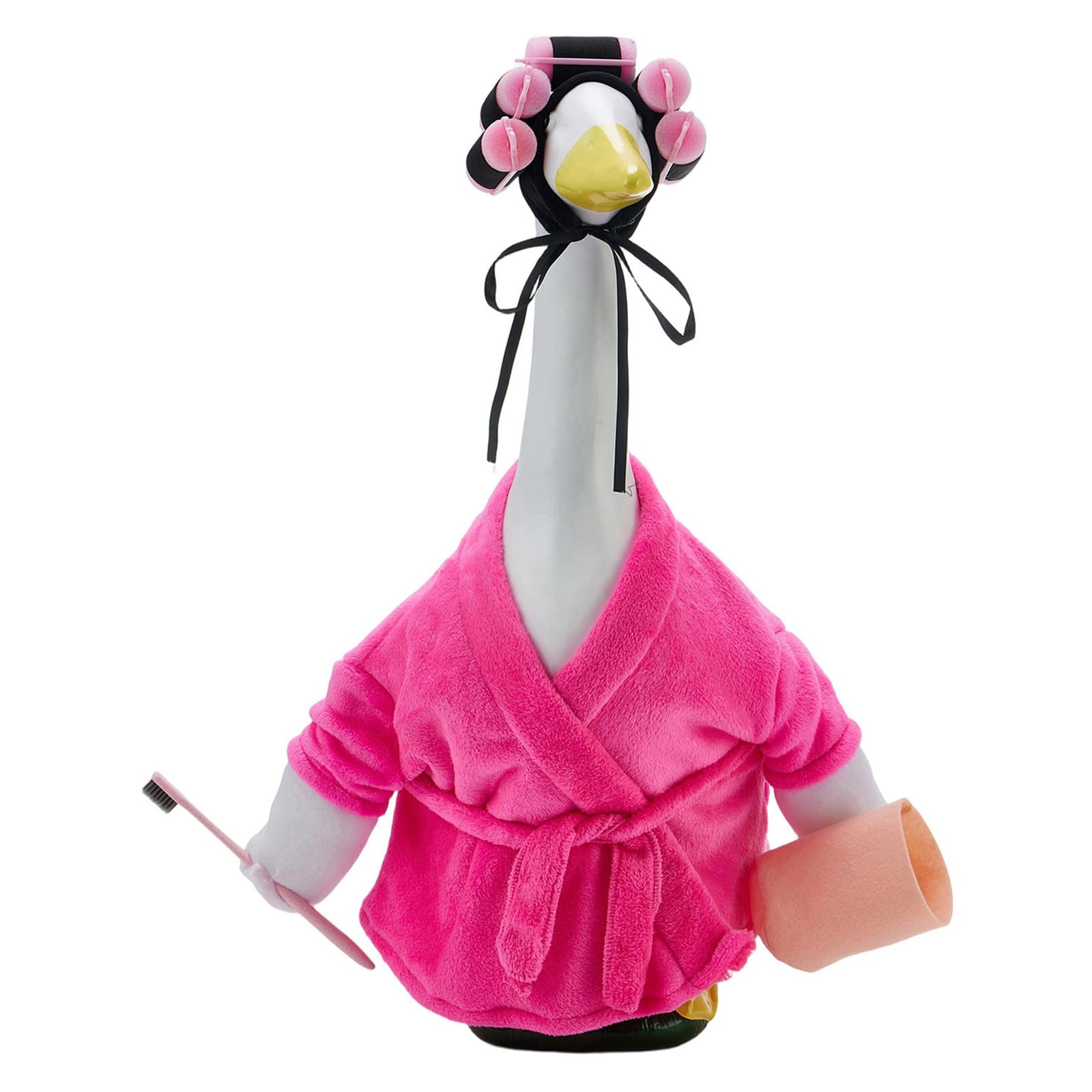 Limtula 23Inch White Geese Bathrobe Costume Outfit Suitable for Porch Decoration Fun Garden Ornaments with Fabric Materials Garden Deck Waterfowl Statue Clothing