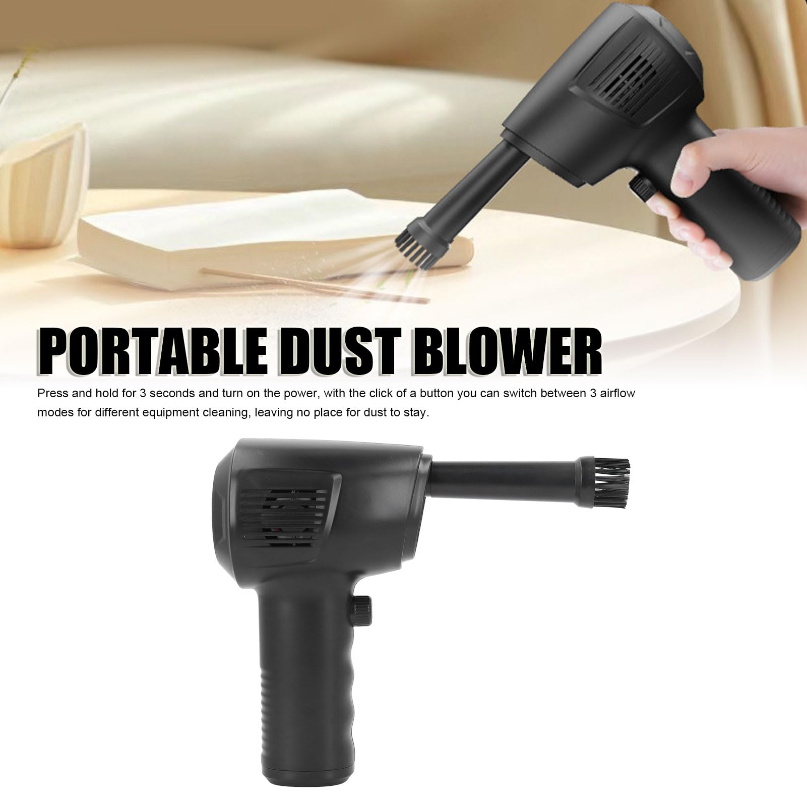Soffiatore Elettrico Ricaricabile Portatile 51000 Giri/min, per | Aeratore senza fili con batteria 6000 mAh, 5 ugelli per custodia del computer, tastiera, auto