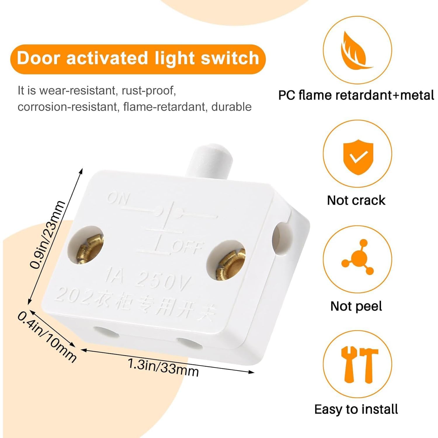 Cabinet Wardrobe and Refrigerator Door Light Control Switch (White, Pack of 4) | Automatic Door-Activated Light Switch for Cabinets, Wardrobes, and Refrigerators — Amazon image 3