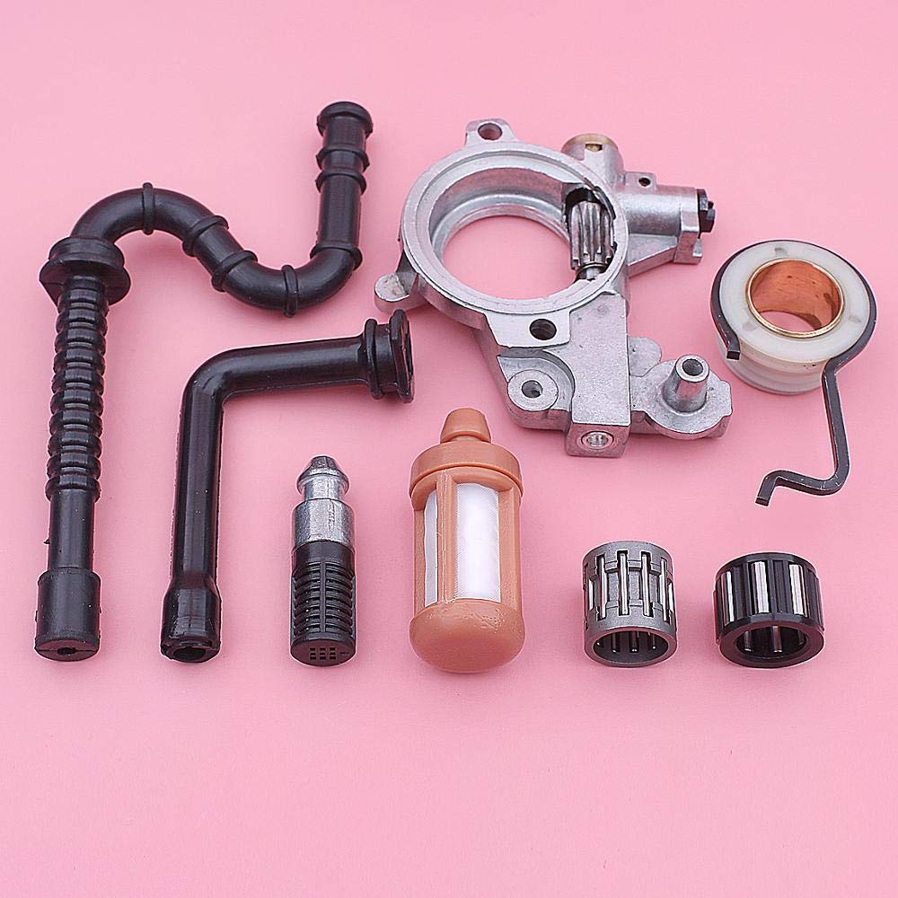 Accesorios Kit de cojinete de aguja de embrague de engranaje helicoidal de bomba de aceite compatible con motosierras Stihl MS361 MS341 1135 640 3200 1117 640 3800 línea de filtro de aceite combustibl