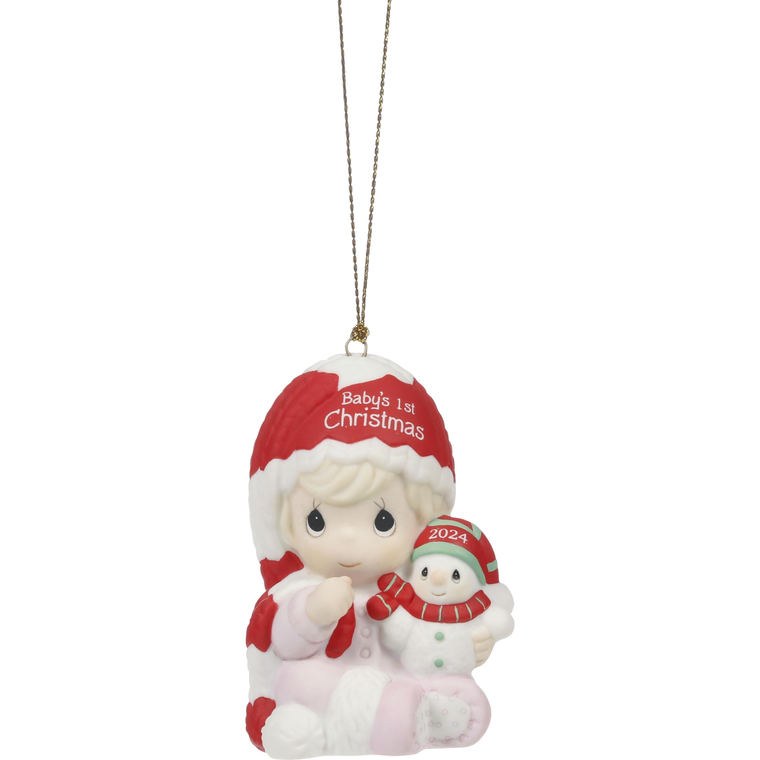 Precious Moments Women's Multi Color 241005 Baby’s First Christmas Dated 2024 Girl Bisque Porcelain Ornament